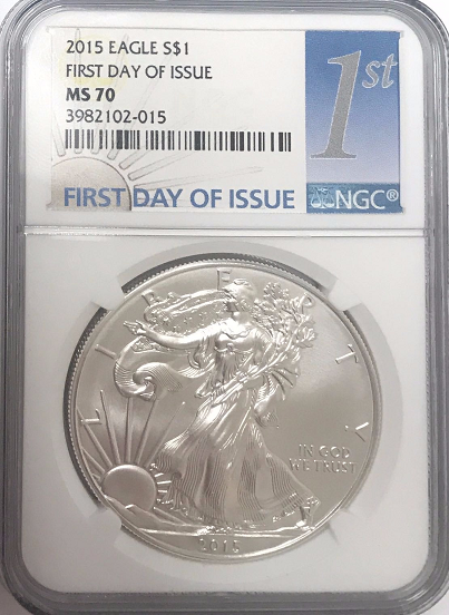 (#10) 2015 Eagle S$1. First Day of Issue. NGC MS70