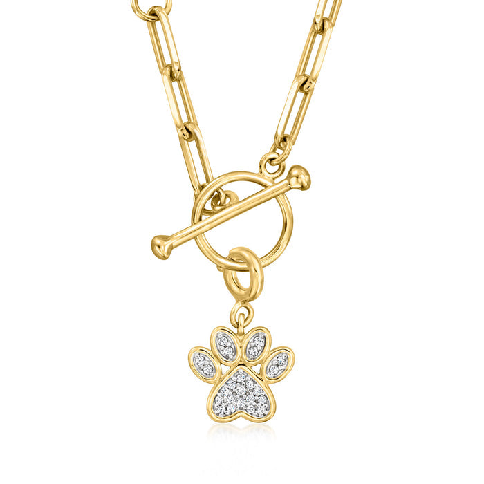 .10 ct. t.w. Diamond Paw Print Charm in 18kt Gold Over Sterling