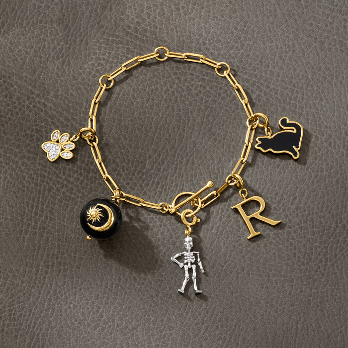 .10 ct. t.w. Diamond Paw Print Charm in 18kt Gold Over Sterling