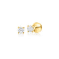 14kt yellow gold diamond stud earrings with round stones and visible flat backs