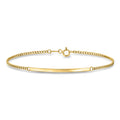 10kt yellow gold curb-link bar bracelet with round-ring clasp and flat bar detail