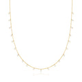 10kt yellow gold pearl station necklace with small round cultured pearls, single row