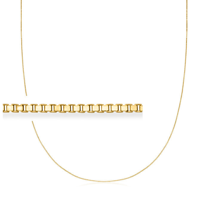 10kt yellow gold box-chain necklace with rectangular link bar