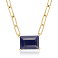 18kt gold over sterling necklace with square blue sapphire pendant
