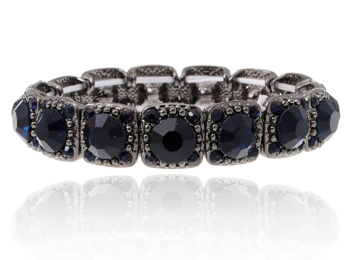 Accented Geometric Black Bead Classic Bangle Bracelet - ALILANG.COM