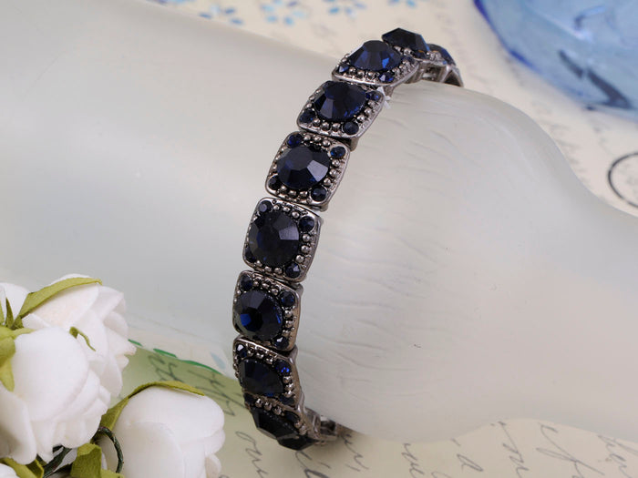 Accented Geometric Black Bead Classic Bangle Bracelet - ALILANG.COM