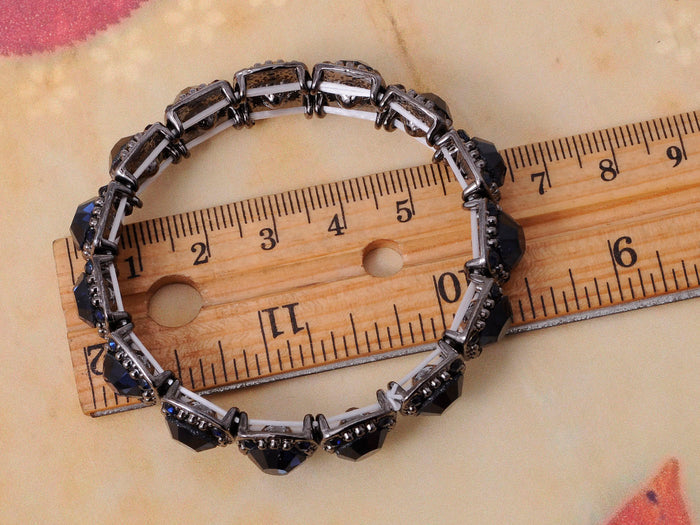 Accented Geometric Black Bead Classic Bangle Bracelet - ALILANG.COM