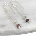 Amethyst and Silver Paperclip Earrings