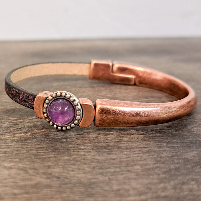 Amethyst Copper Gemstone Magnetic Half Cuff