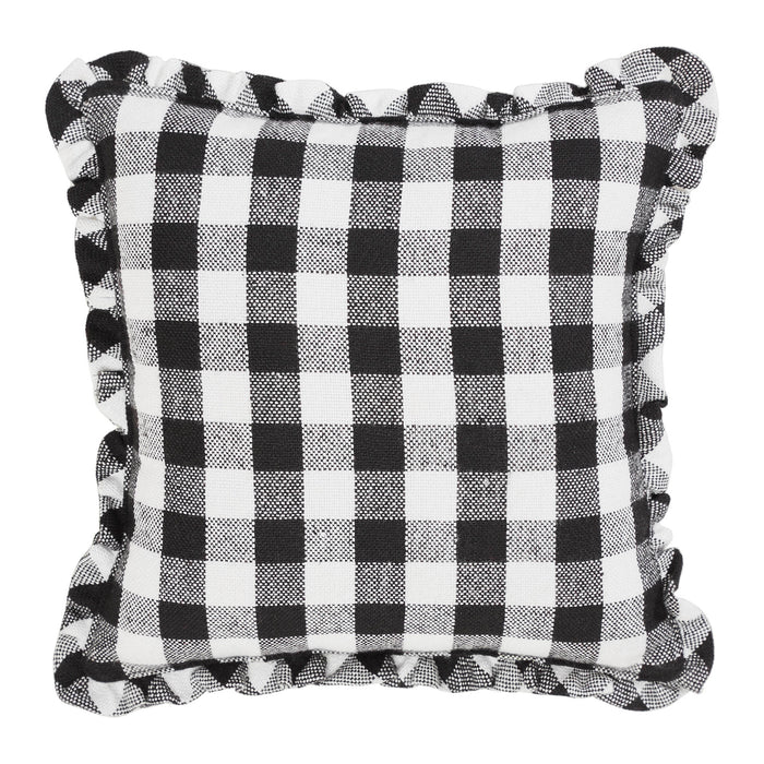 Annie Harvest Farmhouse Black Buffalo Check Pumpkin Throw Pillow 12x12 Inch Decorative Accent