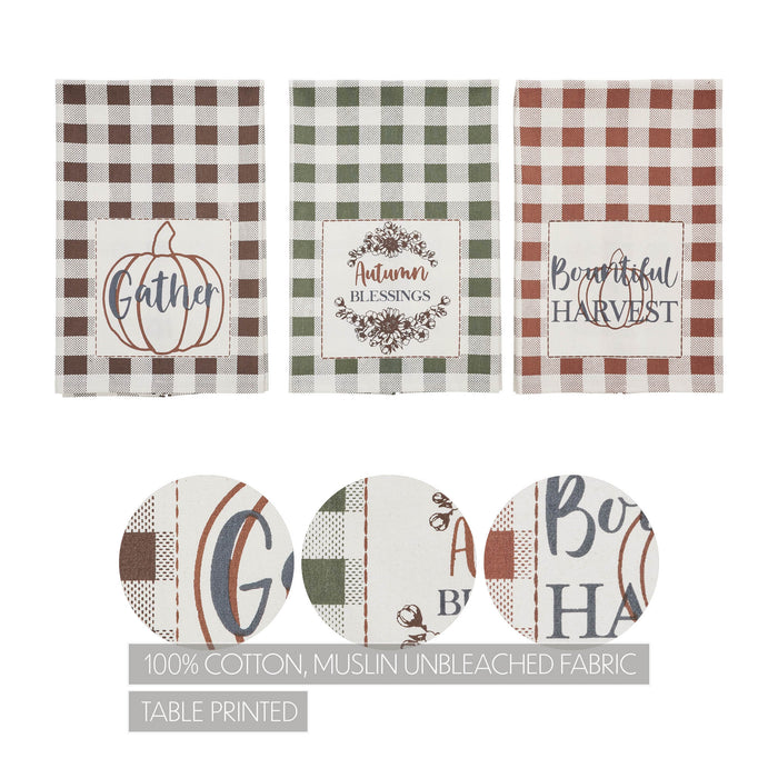 Bountifall Fall Harvest Kitchen Tea Towels Set of 3 (19x28 Inch) Autumn Decorative Dish Towels
