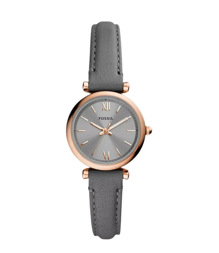 Carlie Mini Three-Hand Grey Leather Watch ES5068