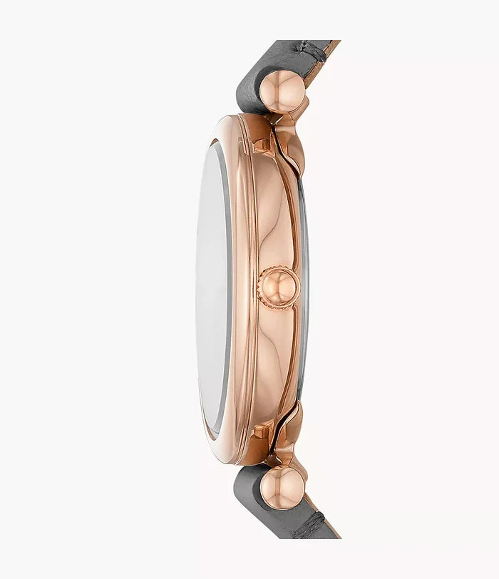 Carlie Mini Three-Hand Grey Leather Watch ES5068