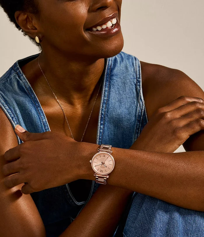 Carlie Three-Hand Rose-Gold-Tone Stainless Steel Watch ES4301