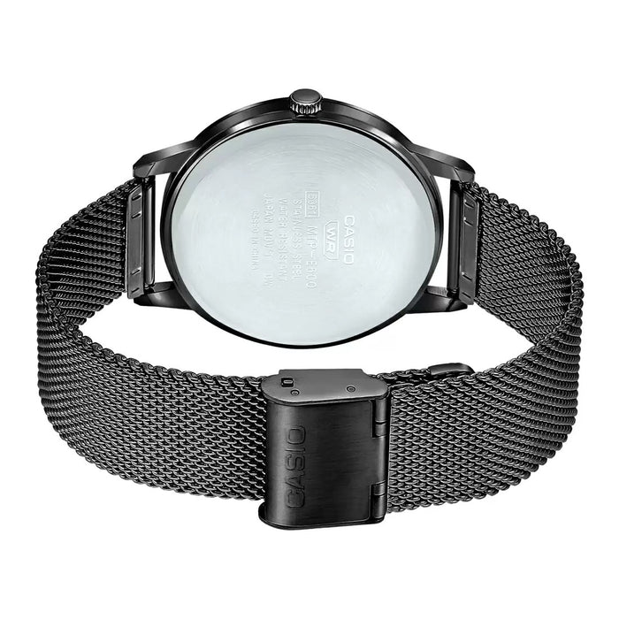 Casio Enticer Black Analog Spherical Glass, MTP-E600MB-4BDF-A2005