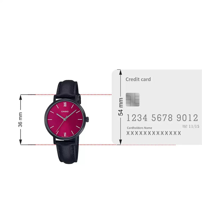 Casio Enticer Black Leather Analog Water Resistance, LTP-VT02BL-4AUDF-A2003