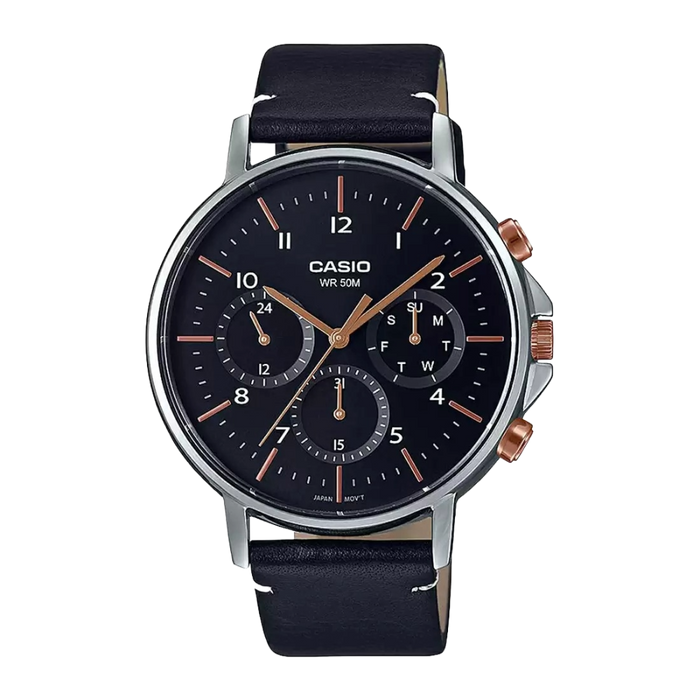 Casio Enticer Black Leather Mineral Glass, MTP-E321L-1AVDF-A1847