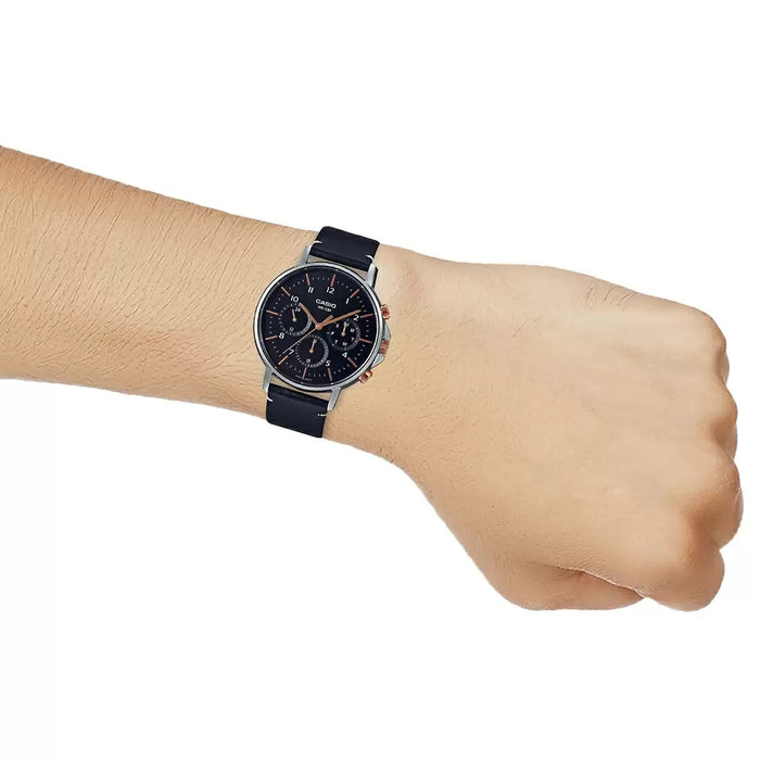 Casio Enticer Black Leather Mineral Glass, MTP-E321L-1AVDF-A1847