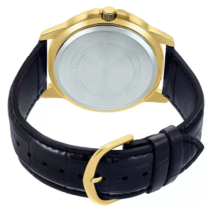 Casio Enticer Black Leather Mineral Glass, MTP-VD01GL-1EVUDF-A1369
