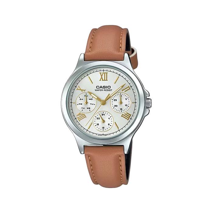 Casio Enticer Brown Multi-Dial Genuine Leather Band, LTP-V300L-7A2UDF-A1703