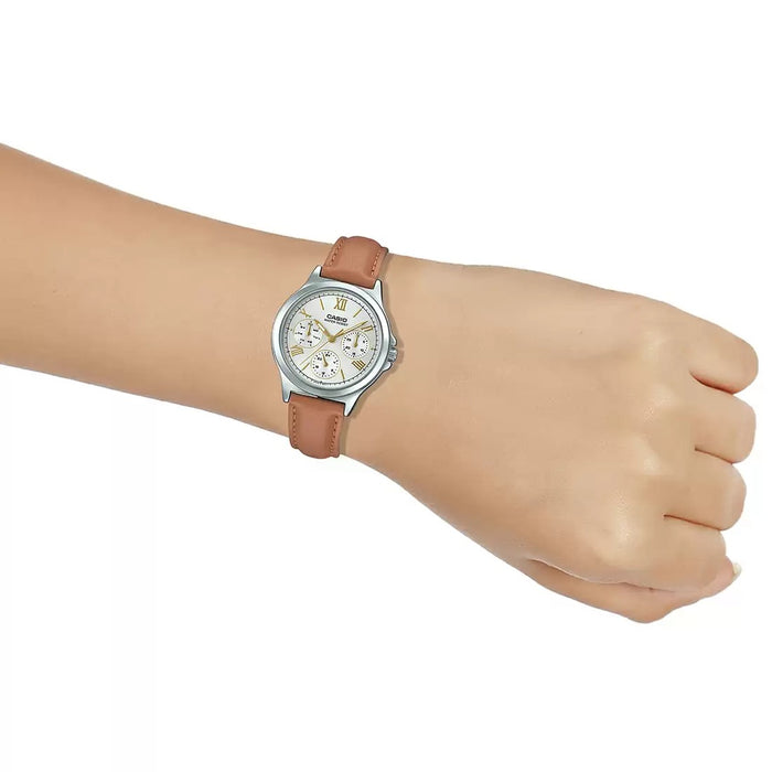 Casio Enticer Brown Multi-Dial Genuine Leather Band, LTP-V300L-7A2UDF-A1703