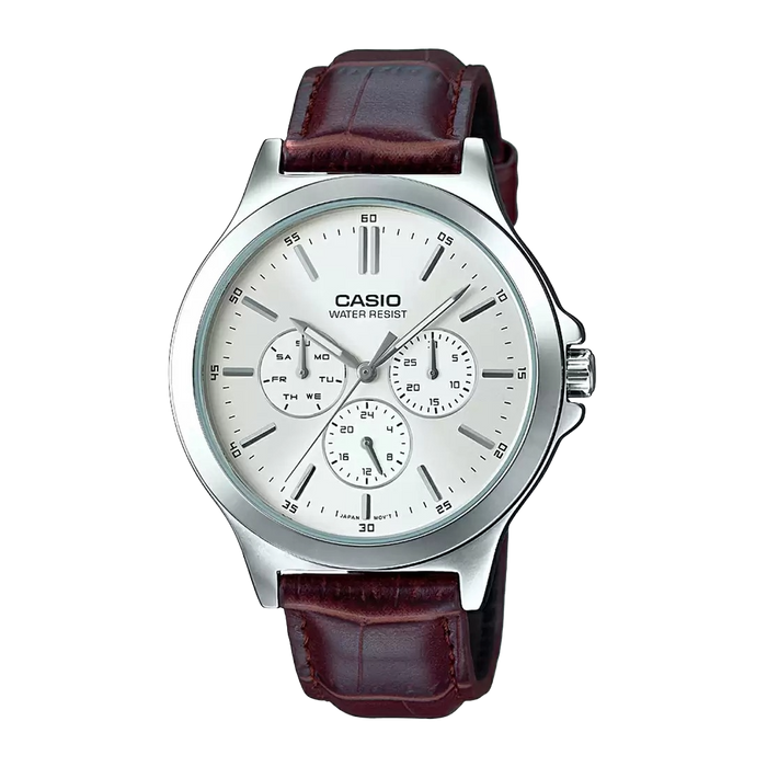 Casio Enticer Brown Multi-Dial Genuine Leather Band, MTP-V300L-7AUDF-A1177