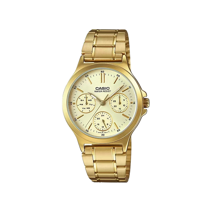 Casio Enticer Gold Multi-Dial Stainless Steel Band, LTP-V300G-9AUDF-A1916