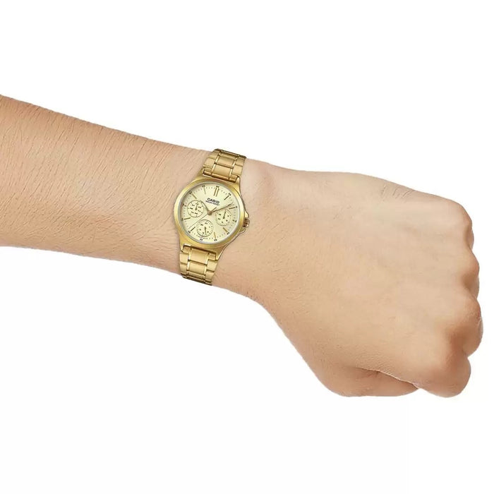 Casio Enticer Gold Multi-Dial Stainless Steel Band, LTP-V300G-9AUDF-A1916