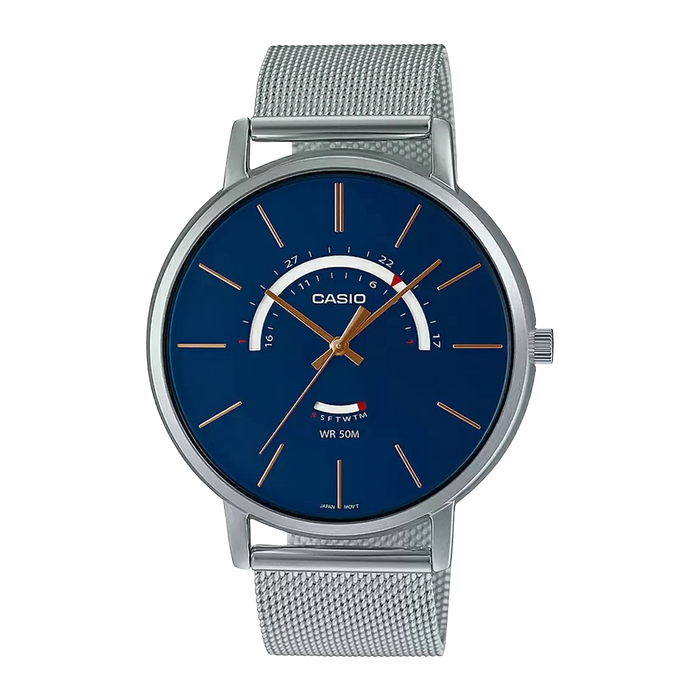 Casio Enticer Silver Analog Mineral Glass, MTP-B105M-2AVDF-A1880