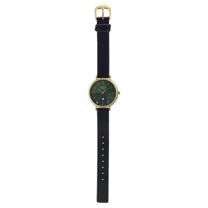 Casio Sheen Black Leather Analog 50-meter water resistance, SHE-4547GL-3AUDF-SH257