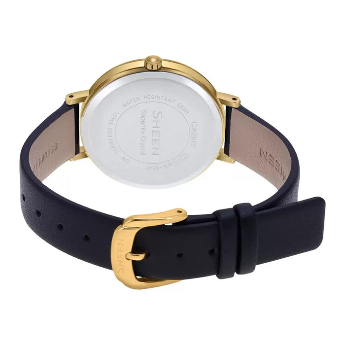 Casio Sheen Black Leather Analog 50-meter water resistance, SHE-4547GL-3AUDF-SH257