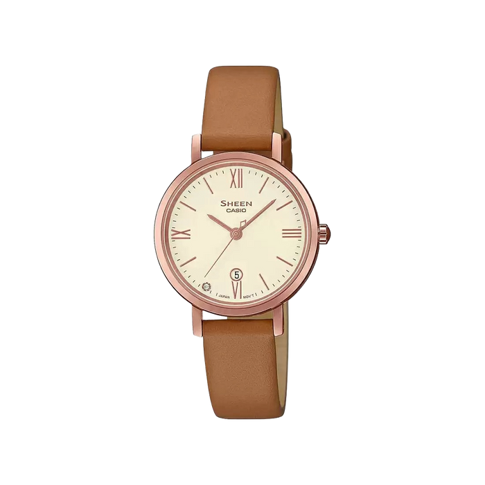Casio Sheen Sapphire Pink Gold IP Leather, SHE-4540CGL-9AUDF-SX279