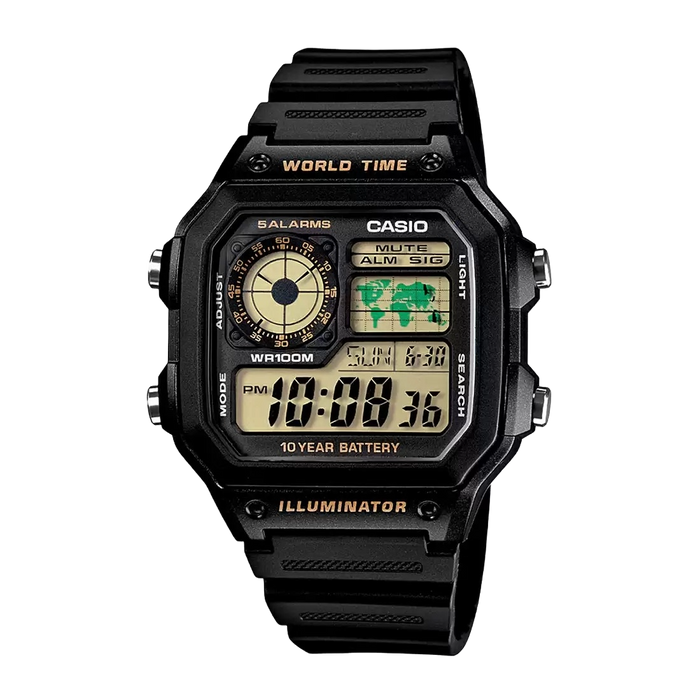 Casio Youth Black Digital Countdown Timer, AE-1200WH-1BVDF-D098
