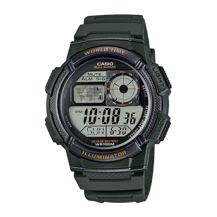 Casio Youth Green Digital Countdown Timer, AE-1000W-3AVDF-D119