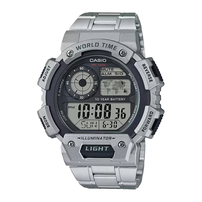 Casio Youth Silver Digital Countdown Timer, AE-1400WHD-1AVDF-D153