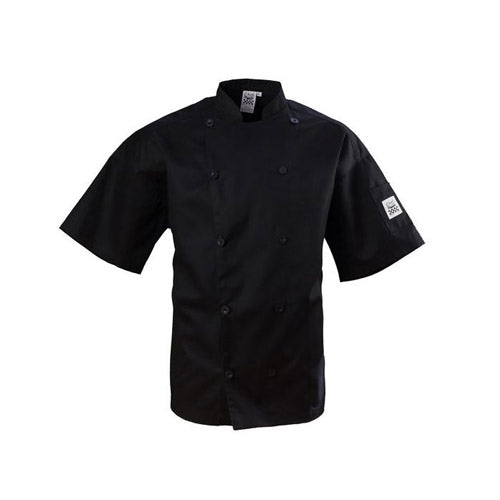 Chef Revival J109BK-S Basic Black Short Sleeve Double-Breasted Chef Coat - Small
