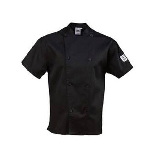 Chef Revival J205BK-M Performance Black Short Sleeve Double-Breasted Chef Coat - Medium