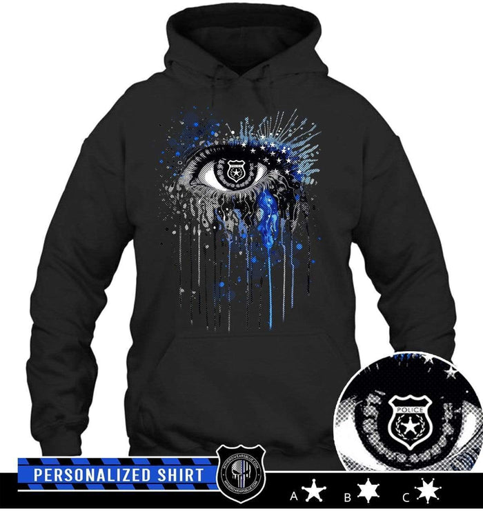 Apparel S / Black Personalized Shirt - Color Drop Thin Blue Line Eye - DSAPP