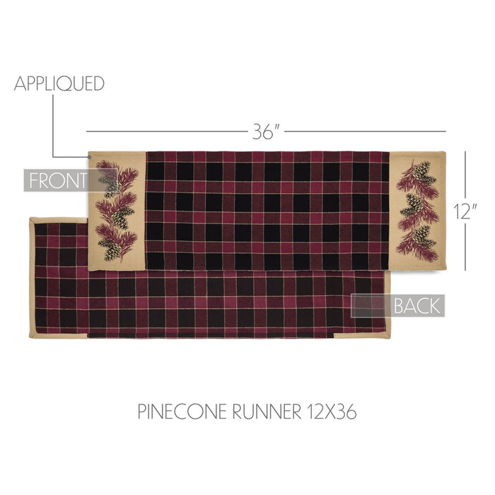 Connell Rustic Lodge Farmhouse Pinecone Fabric Table Runner 12x36 Inch Home Decor