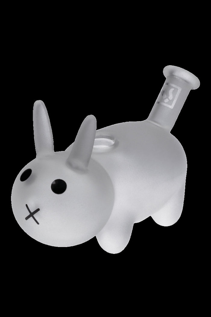 Frosted glass water pipe shaped like a cartoon rabbit.