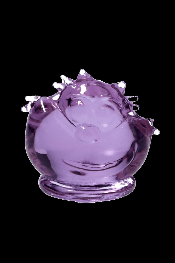 Purple glass water pipe with dripping glaze effect.
