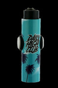 Turquoise electric dab rig with palm tree graphics and “Daily High Club” text.