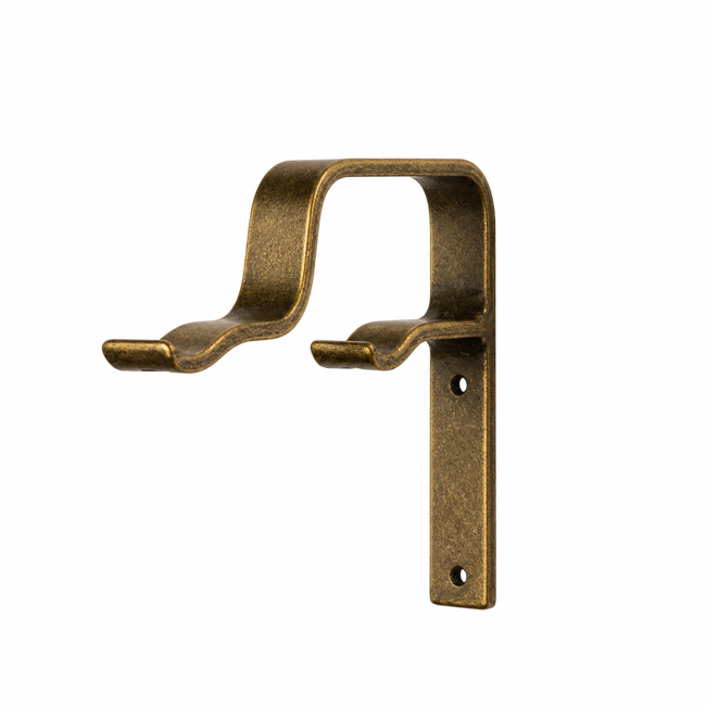 Double Curtain Rod Bypass Mount in Antique Gold