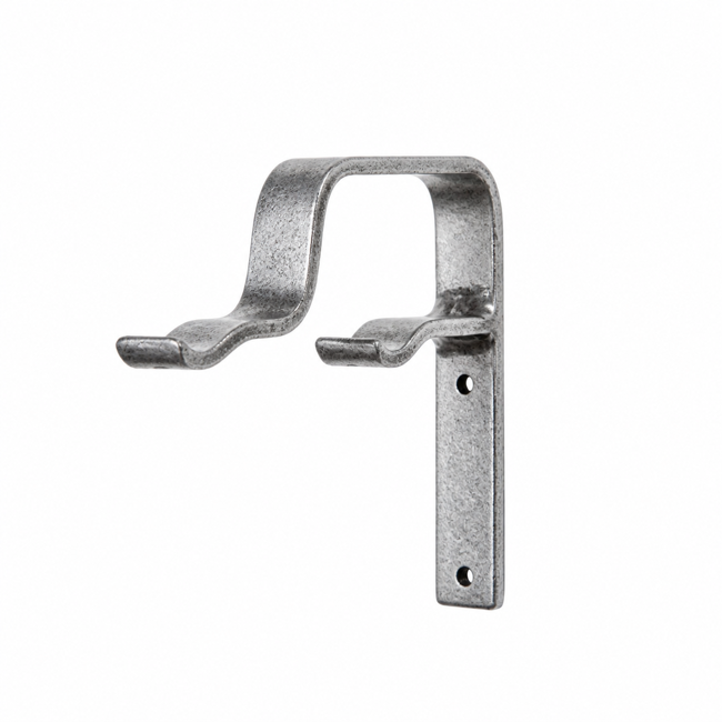 Double Curtain Rod Bypass Mount in Heritage Silver