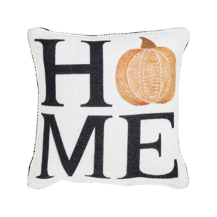 Farmhouse Fall Black & White Buffalo Check Pumpkin Accent Pillow 6x6 Inch
