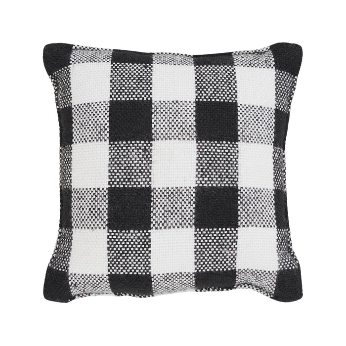 Farmhouse Fall Black & White Buffalo Check Pumpkin Accent Pillow 6x6 Inch
