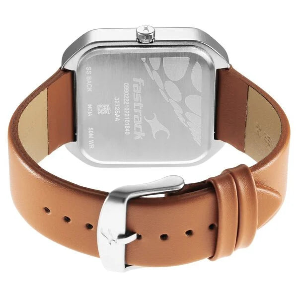 Fastrack After Dark Beige Dial Leather Strap Watch for Guys ns3272sl02