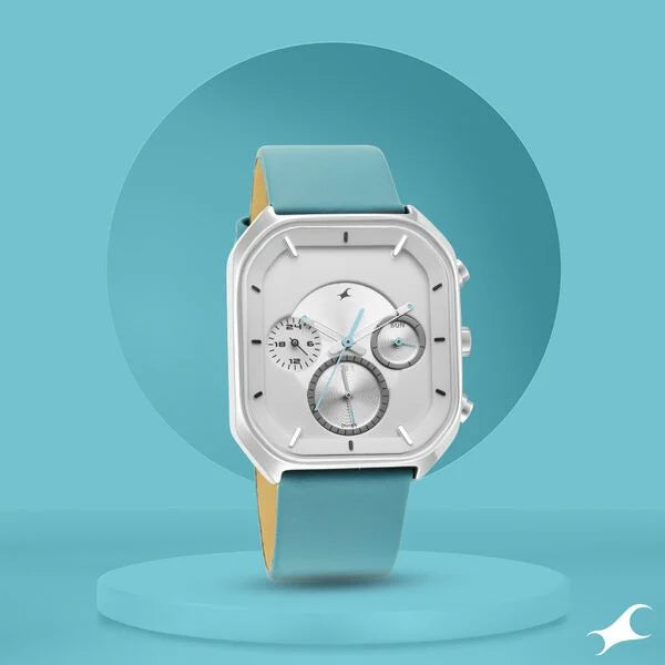 Fastrack After Dark Quartz Analog with Date White Dial Leather Strap Watch for Guys ns3270sl02