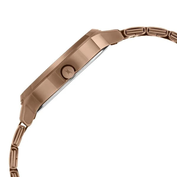 Fastrack Crush Quartz Analog Brown Dial Stainless Steel Strap Watch for Girls 6292QM01