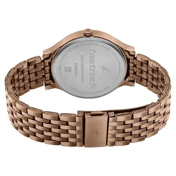 Fastrack Crush Quartz Analog Brown Dial Stainless Steel Strap Watch for Girls 6292QM01
